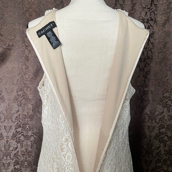 Cachet Dress For Homecoming, Bride, Prom, Lace & Pearl Beading Worn Once Size 16 - Picture 13 of 16